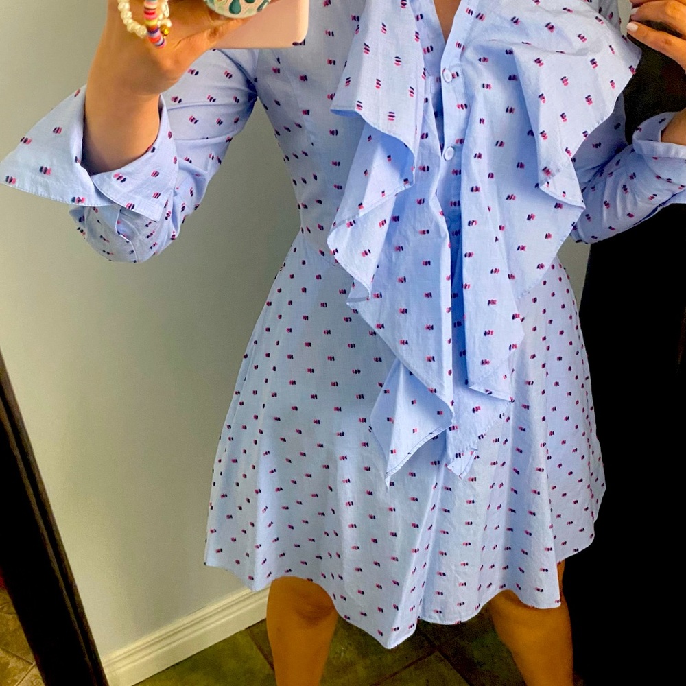 BCBG MaxAzria longsleeve blue cotton dress size XS